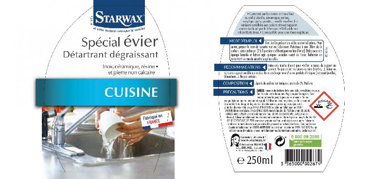 Détartrant dégraissant spécial évier 250ml - STARWAX 267 - Fabrication française_1