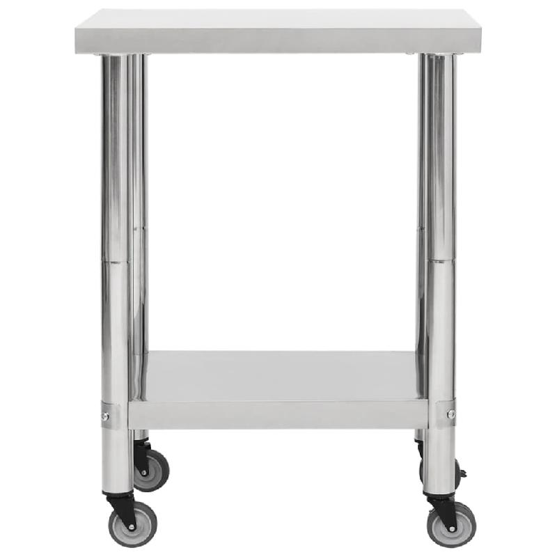Vidaxl table de travail de cuisine avec roues 80x45x85 cm inox 51635_1