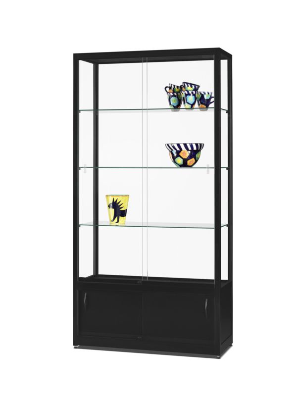 Vitrine haute l 100 cm aluminium noir avec rangement_0