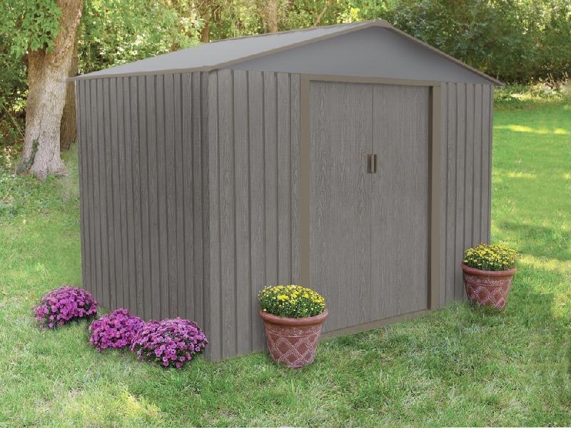 Abri jardin métal - aspect bois vieilli 86 - 4,72 m² - gris_1