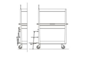 Chariot de préparation de commande avec escabeau pliant - 3 étagères - Capacité jusqu'à 400 kg_1