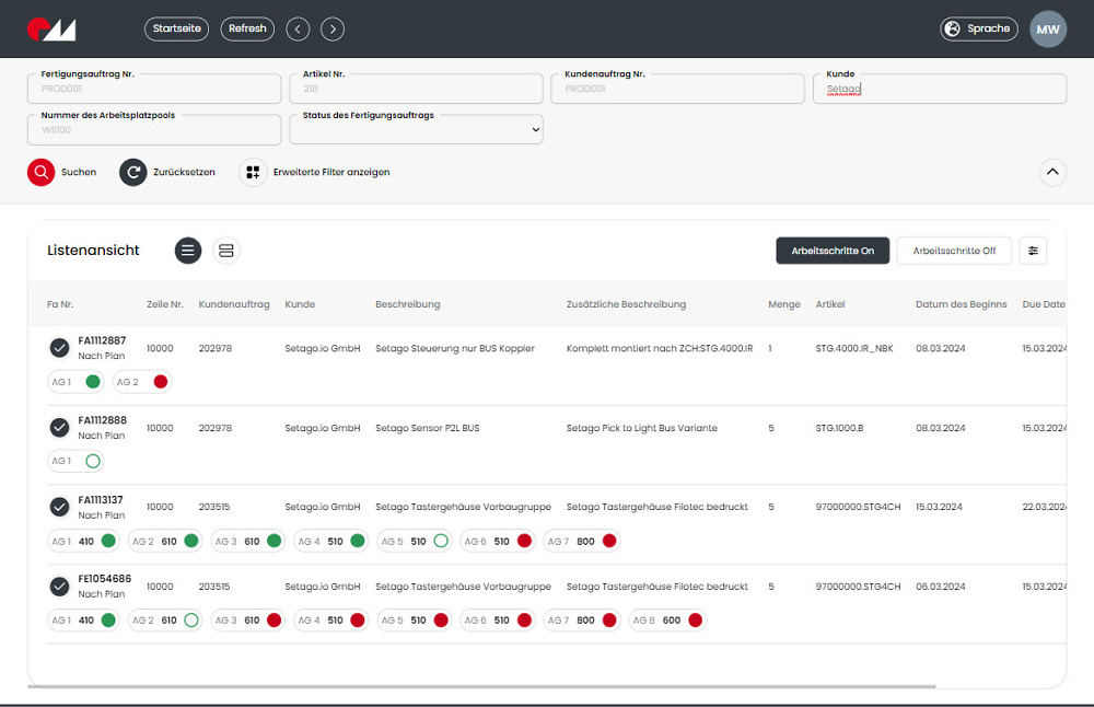 Saisie des données de production - SETAGO_1