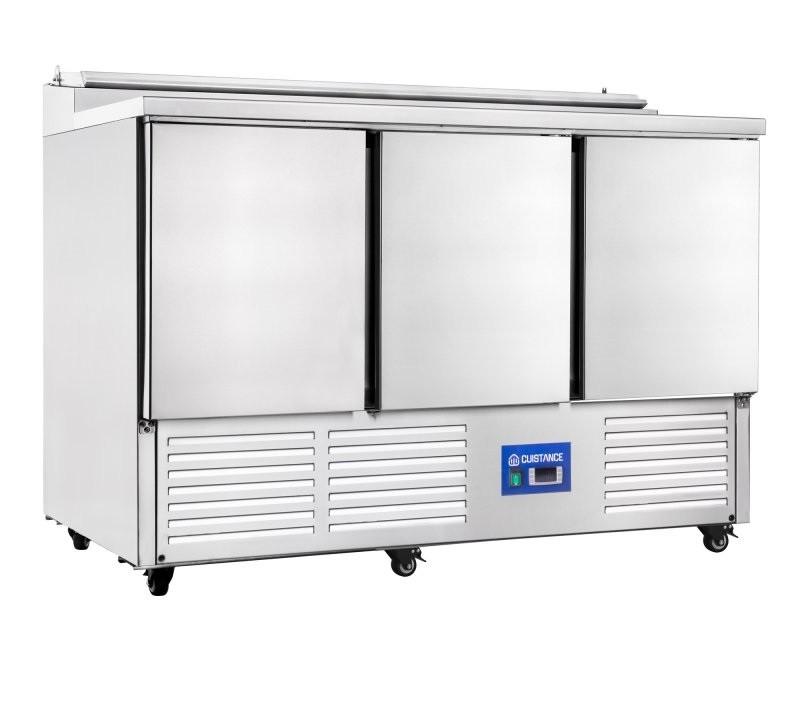 Saladette réfrigérée GN1/1 positive avec Compartiments GN et Plan de travail Inox 3 portes 257L CUISTANCE_1