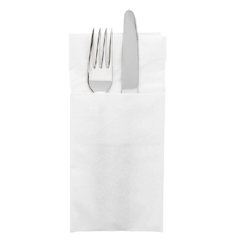Serviette-étui pour couverts ouate 2 plis blanc 40x40cm - par 1000_1