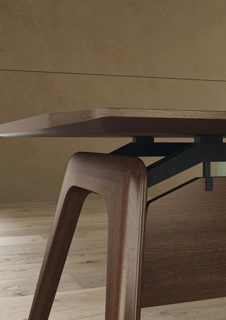 Table de réunion triangulaire Rail en bois- Bralco - Non, Chêne gris_1