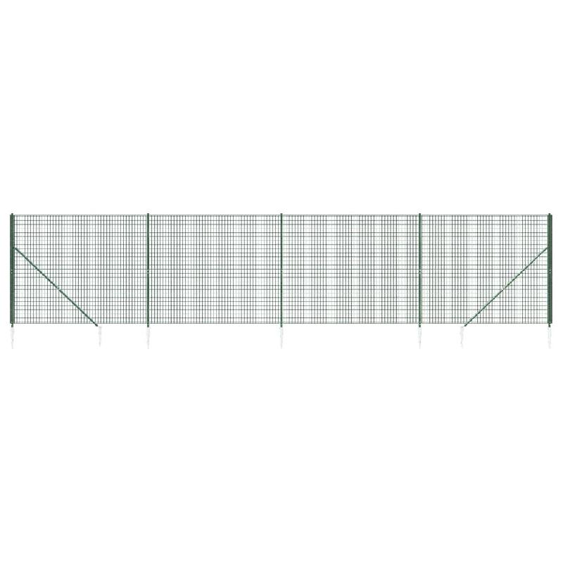 Vidaxl clôture en treillis métallique et piquet d'ancrage vert 1,4x10m 154099_1