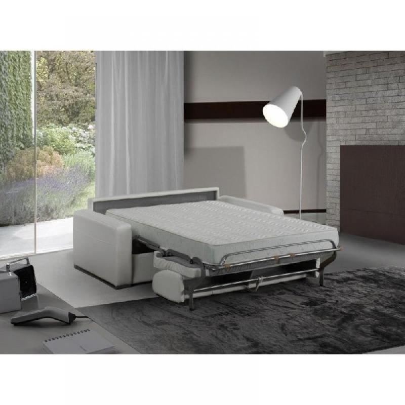 Canapé convertible express MASTER 140 cm - Matelas 18 cm - Cuir vachette blanc cassé - 3 places_1