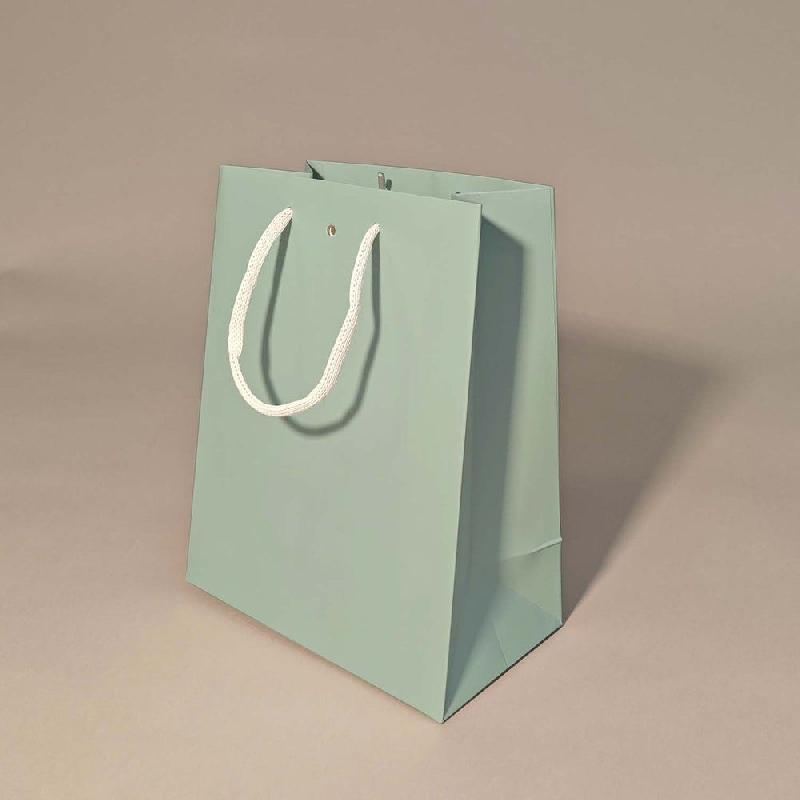 Sac luxe bleu gris poignées papier blanc 18x10x23cm - par 12_1