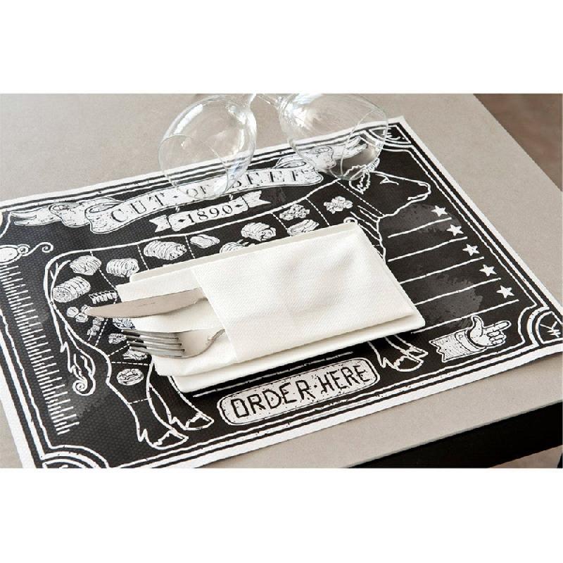 Set de table en pure cellulose 70g/m2 motif Steak house 31x43cm - par 2000_1