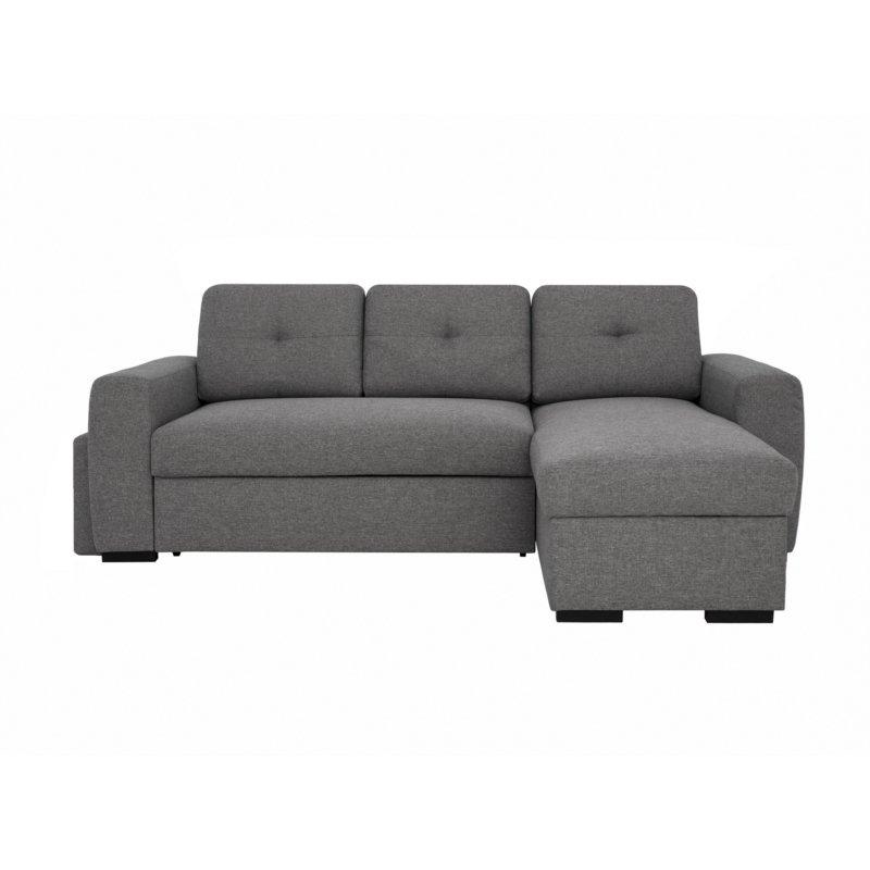 Canapé d'angle réversible convertible LIDO gris foncé avec coffre de rangement et pouf inclus_1