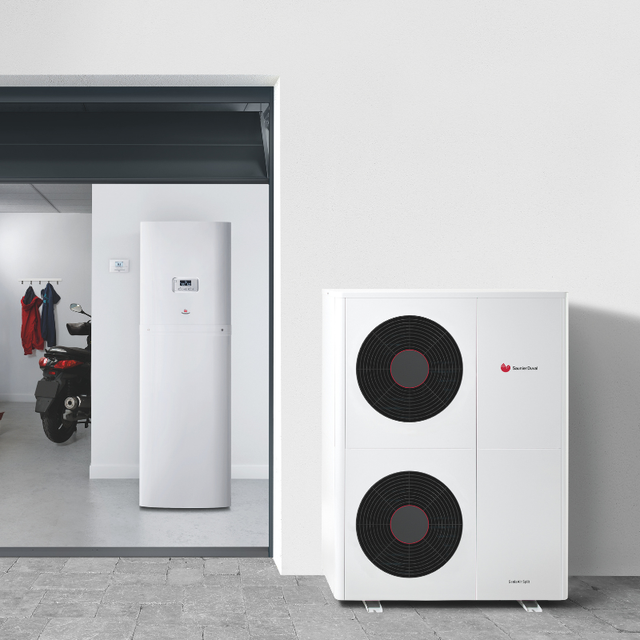 Ensemble Pompe à chaleur Air / Eau Genia Air 12 kW Triphasé chauffage et ECS 190L + régulation MiPro Sense radio - Saunier Duval - SAUAIR12ECST_1