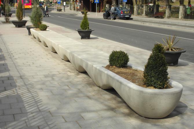 Jardinière en béton Wave - J130, J71 - Blanc et gris - 190 x 80 x 45 cm_1