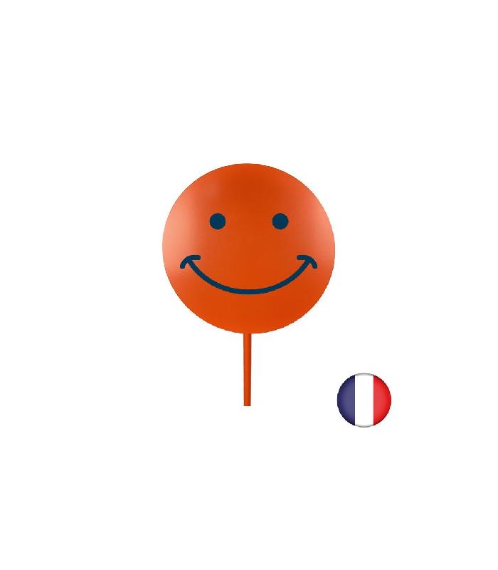 Signalétique métal orange sur pied avec rond personnalisé 30 cm - Référence : LSTF300OR-PERSO_1