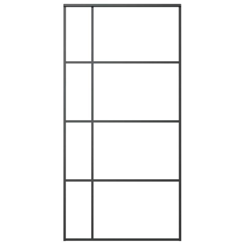 Vidaxl porte coulissante verre esg dépoli aluminium 102,5x205 cm noir 151687_1