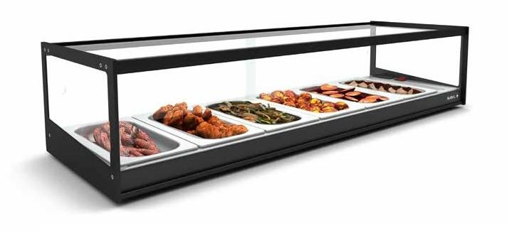 Vitrine chauffante 6 GN 1/3 avec LED Chaleur humide Série CALENTADOR LOGIC 1P Bain Marie Sayl_1