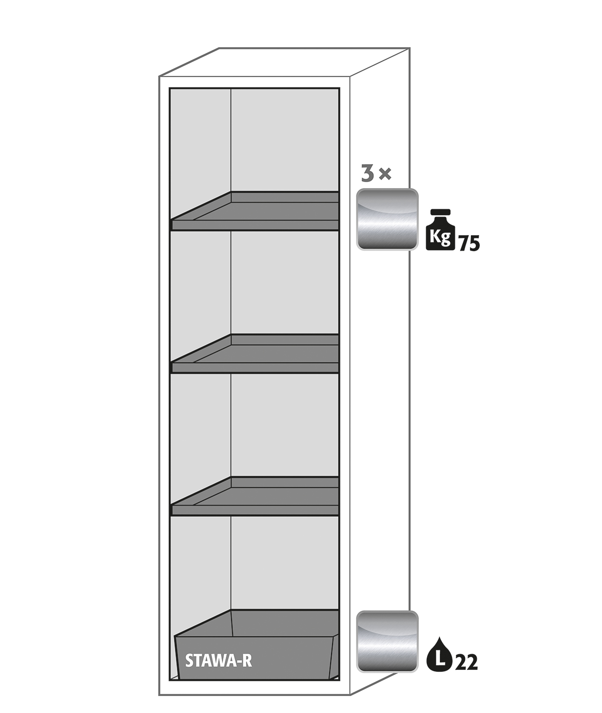 Armoire de sécurité S-CLASSIC-90 - Modèle S90.196.060.R - Type 90 - Réf 30229-001-33454 - Stockage de substances inflammables_1