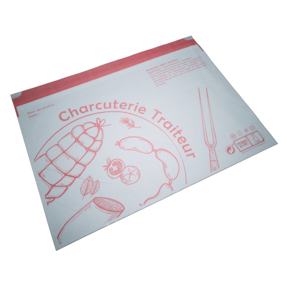 500 pochettes adhésives personnalisables pour charcuterie 25×33 cm - papier 44g/m² - fabrication française_1