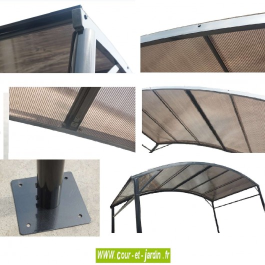 Abri fumeur extérieur en acier - 2.70 x 1.50 m - couleur gris anthracite - Réf: car1527al_1