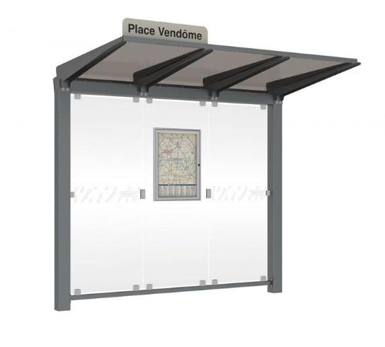 Abri Venise - Profondeur 1500 mm - Hauteur sous toiture min 2250 mm / max 2390 mm - Toiture polycarbonate bronze 8 mm_1