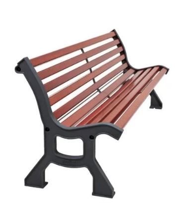 Banc public en bois exotique et acier - pieds en fonte - Lublin, longueur 2000 mm_1