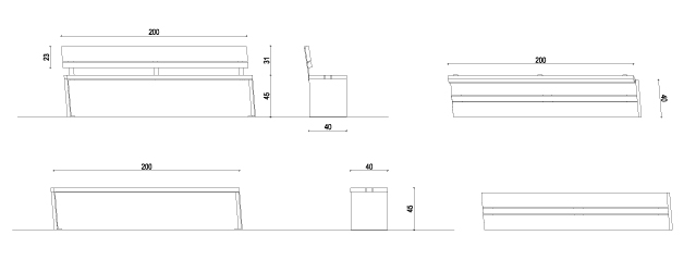 Banc public en bois PYSA - design minimaliste et acier corten_1