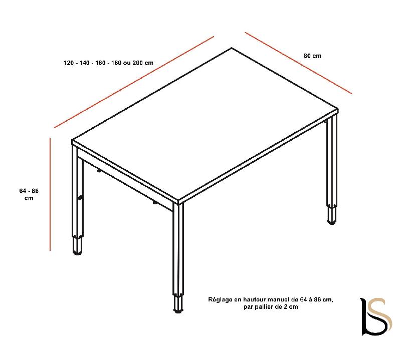 Bureau droit réglable en hauteur OGI Y - MDD - Blanc, 140 x 80 cm_1