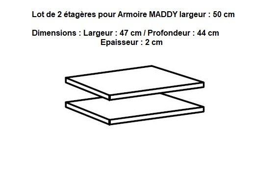 Lot de 2 étagères Maddy - 47 x 44 x 2 cm - Panneaux agglomérés - Décor Linegrey_1