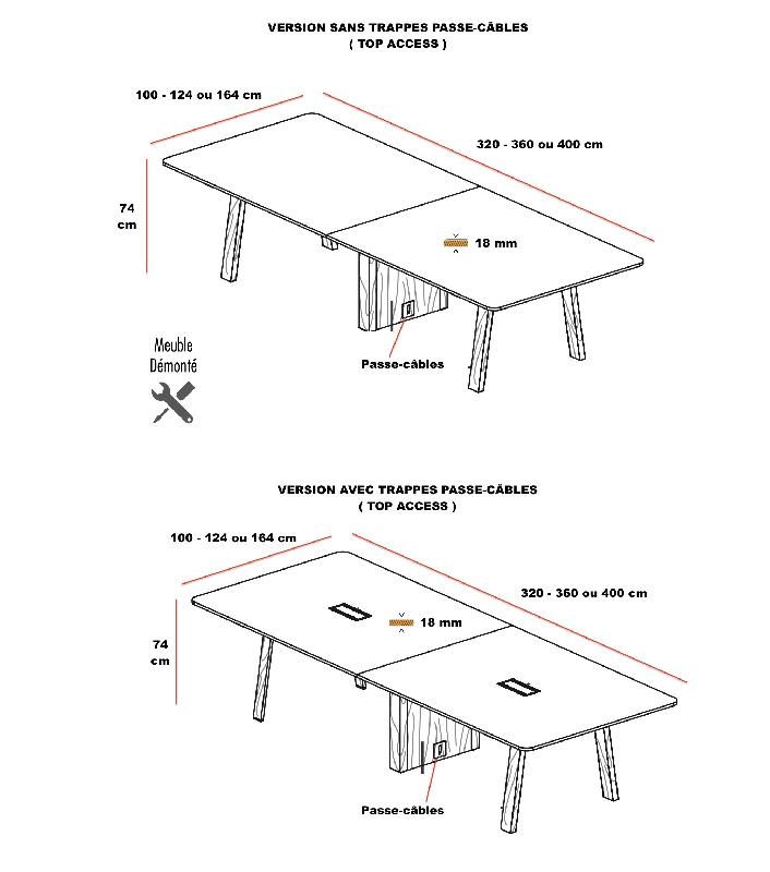 Table de réunion Take-Off - Bralco - Oui, Blanc, 360 x 100 cm, Chêne vieilli_1
