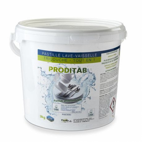 Pastilles lave vaisselle ecolabel proditab tout en 1 ph:9,5 seau de 150 2.4kg_1