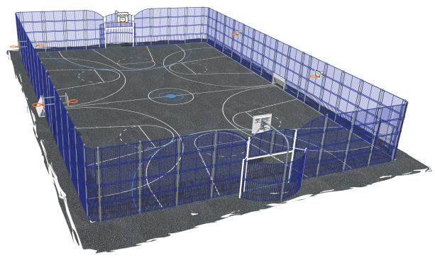 Terrain multisport Arena New York 8019759 - Hags - 33,1m x 22,64m - Bleu - Scellement béton_1
