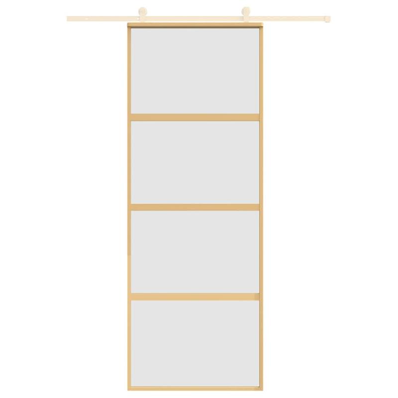 Vidaxl porte coulissante doré 76x205 cm verre esg dépoli et aluminium 155181_1