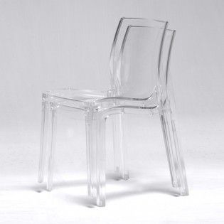 0123 - Chaises empilables Jewel - Weber Industries - Polycarbonate transparent - Largeur 52 cm_1