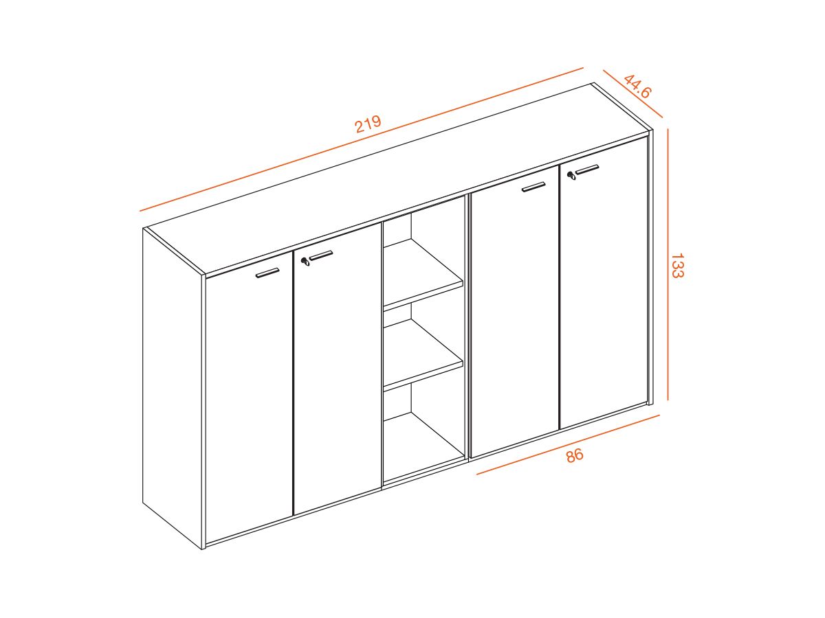 Armoire mi-haute à portes battantes avec niches ouvertes MAGIC - L219 x H133 cm - Kesiolt_1