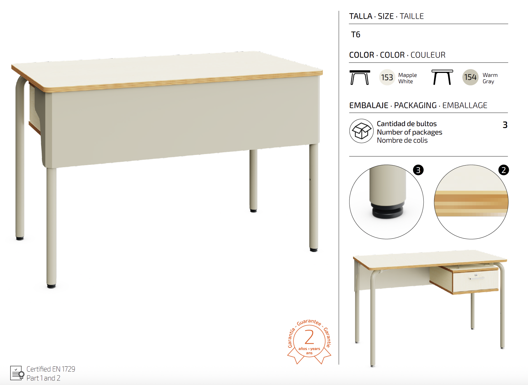 Bureau d'enseignant P66cm X L121cm X H74cm_1