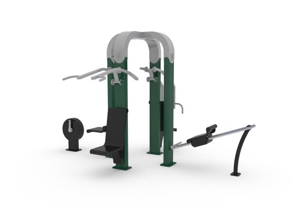 Equipement de fitness extérieur - Denfit Gym Combi MultiMax 4 - Hags - Temps de montage 8h - Dimensions 3860x2366x2289mm - Zone de sécurité 1,5m²_1