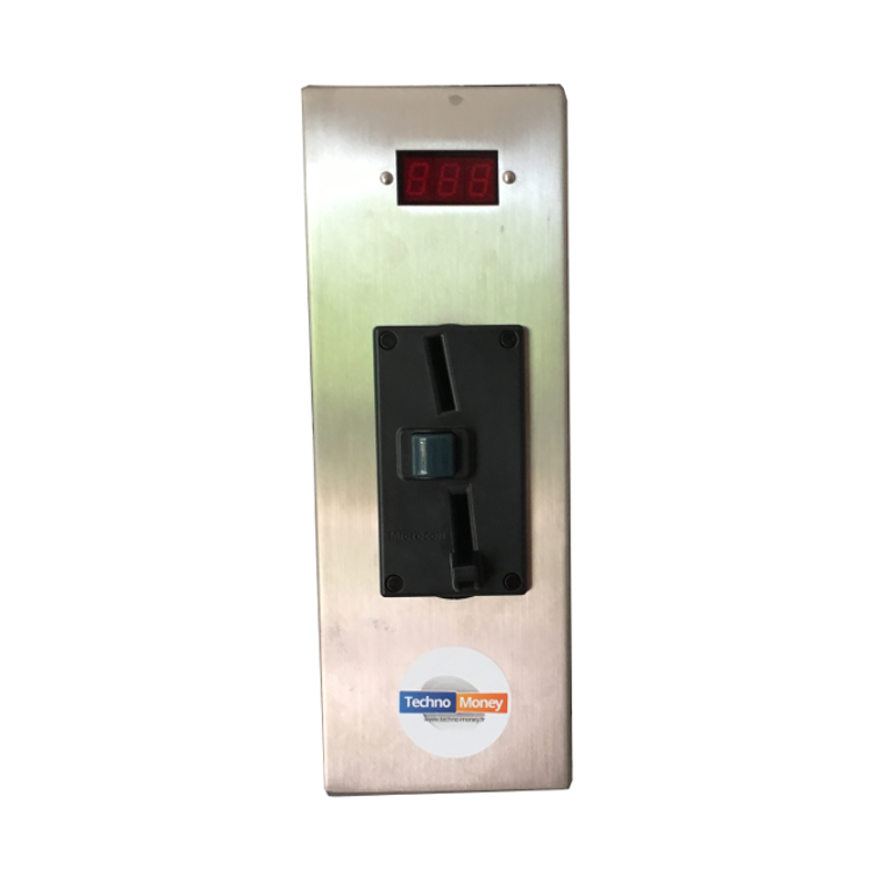Monnayeur minuteur affichage pièce € - borne inox avec porte et serrure_1