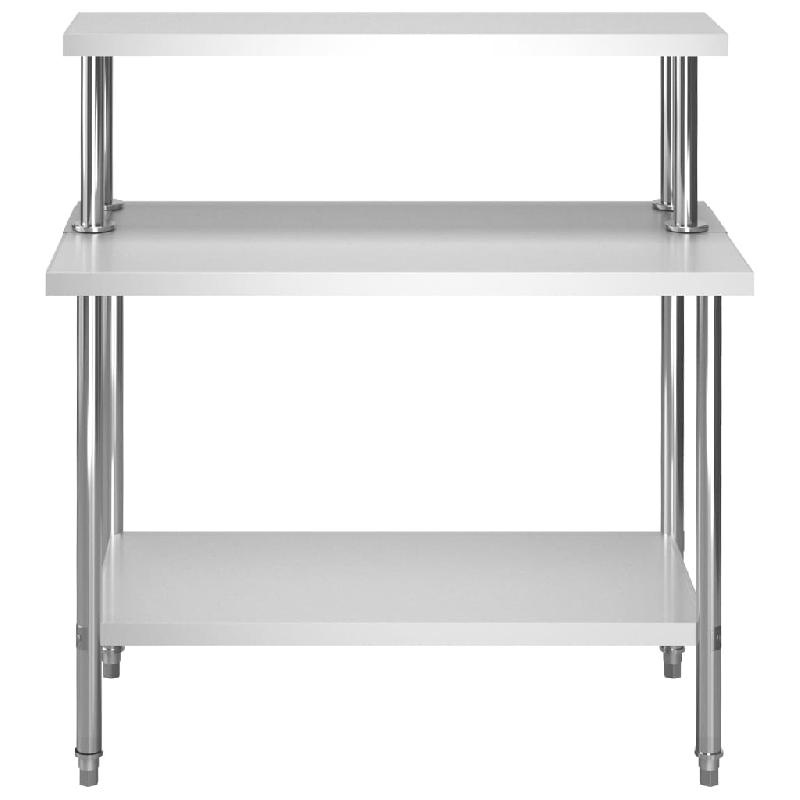 Vidaxl table de travail de cuisine avec étagère 120x60x120 cm inox 3054468_1