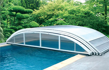 Abri piscine bas Cancun / téléscopique / motorisé / en polycarbonate et aluminium_1