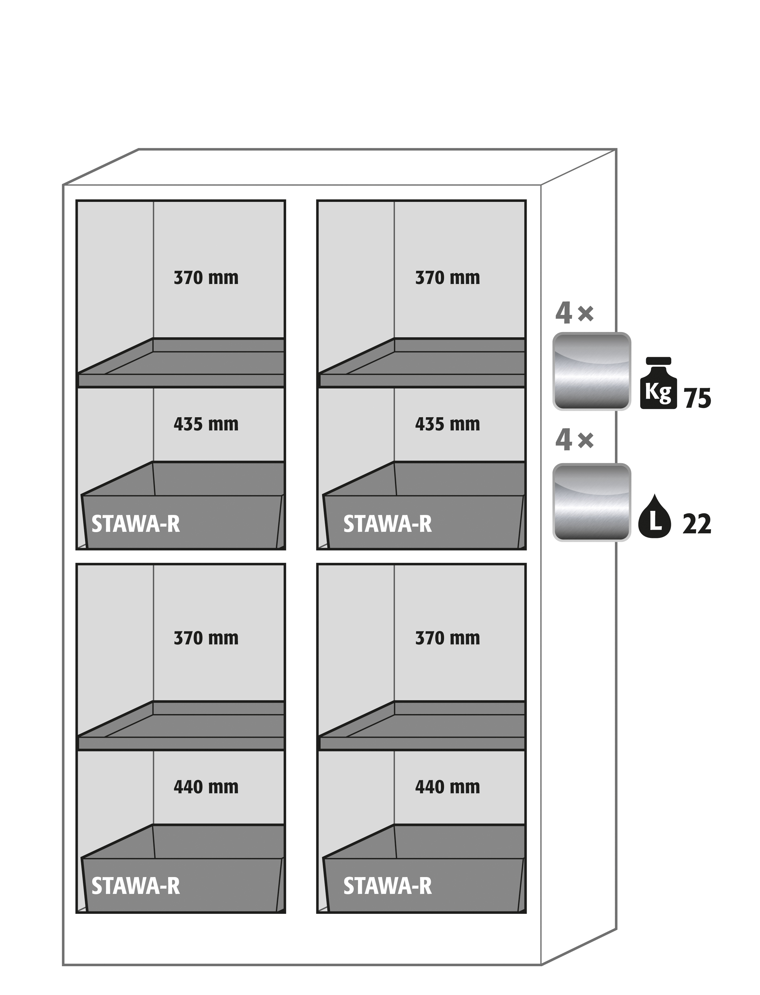 Armoire de sécurité Q-CLASSIC-90 modèle Q90.195.120.MM - Réf 34192-049-34205 - Type 90 - Certifiée NF EN 14470-1 et GS_1