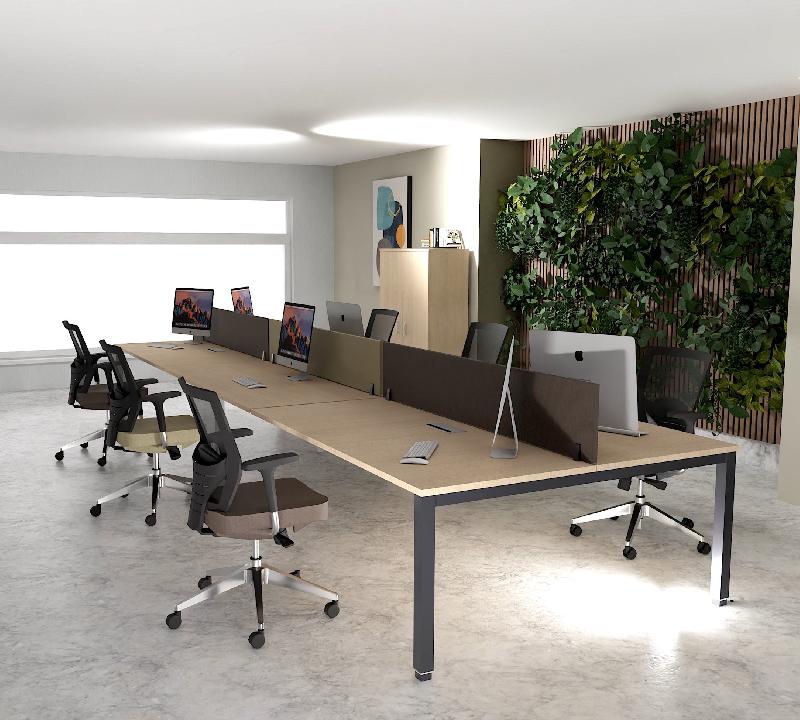Bureau 6 personnes Tempo - Mobel linea - Anthracite, Chêne moyen , 540_0