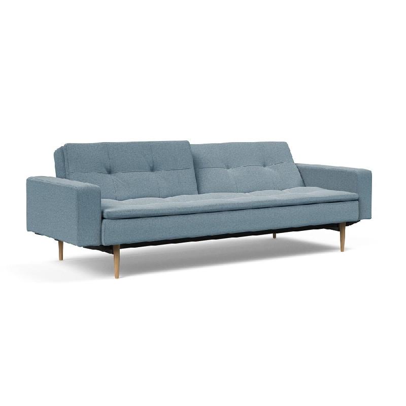 Canapé design Dublexo Styletto - Convertible lit 115*210 cm - Pieds chêne naturel - Tissu Soft Indigo_1