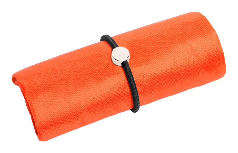 Sac shopping pliable - Polyester 190D - Bracelet en caoutchouc - Couleur orange - Poids 22g_1