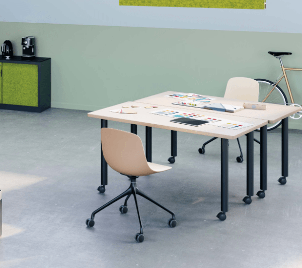 Mobilier de bureau open space résistant à l'abrasion et aux rayures - TIM+ Columbia - Piétements variés et plateau antibactérien_1