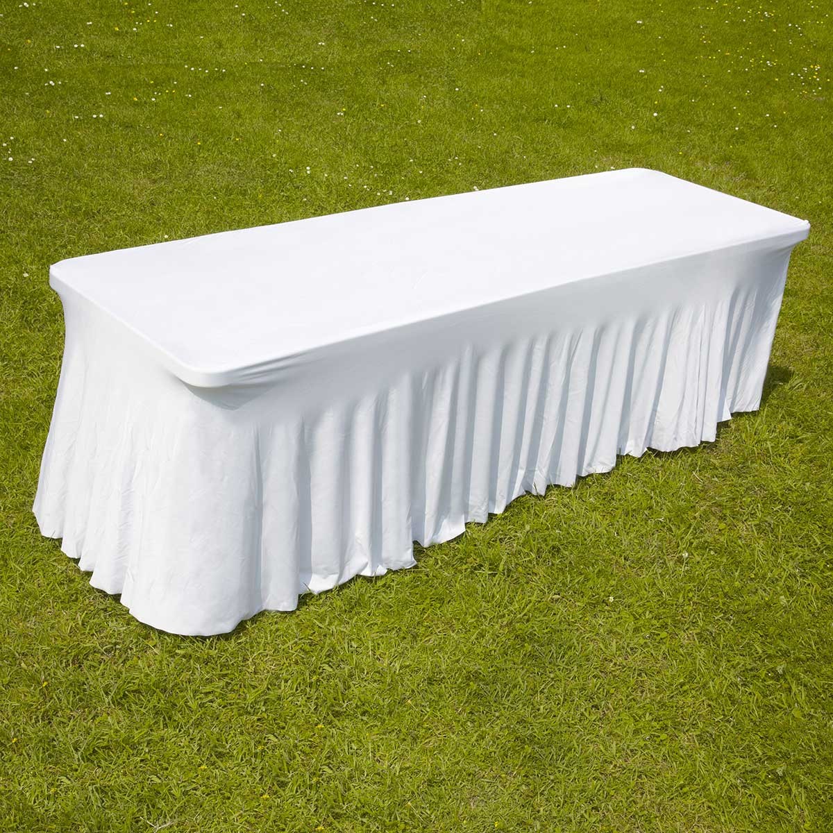 Nappe housse élastique blanche pour table 244 cm - élasthanne et polyester, usage professionnel intérieur/extérieur_1