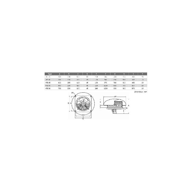 Tourelle de toiture hélicoïde Ø35T416 - extraction d'air avec moteur triphasé et protection IP55_1