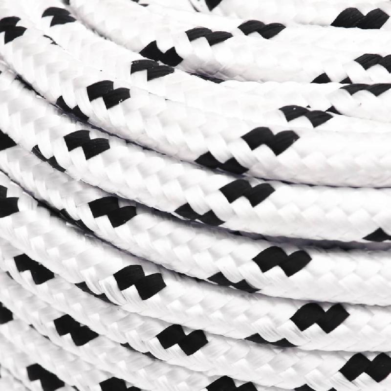 Vidaxl corde de bateau tressé blanc 10 mmx25 m polyester 152771_1