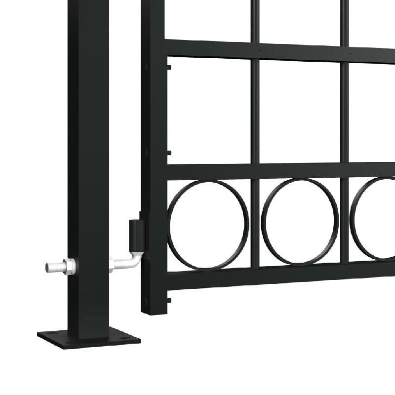 Vidaxl portail de clôture à dessus arqué et 2 poteaux 105x204 cm noir 145751_1