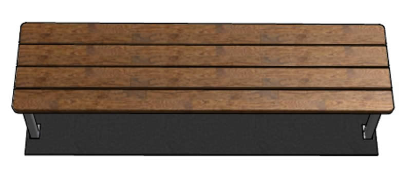 Banc public en bois ACTUS - Banquette City D - Métal & Bois - Fixation fixe sur platine_1