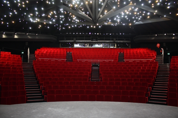 Fauteuil de cinéma robuste à piétement métallique central avec accoudoirs caisson pour ERP - LASER._2