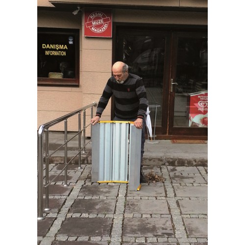 Rampe d'accès aluminium pliante - largeur 80 cm, longueur 100 cm - PMR - capacité 350 kg - bordure chasse-roue_1